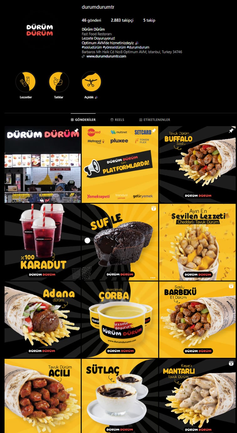 Dürüm Dürüm — Ador Ajans'ın yönettiği fast food restoran Instagram hesabı